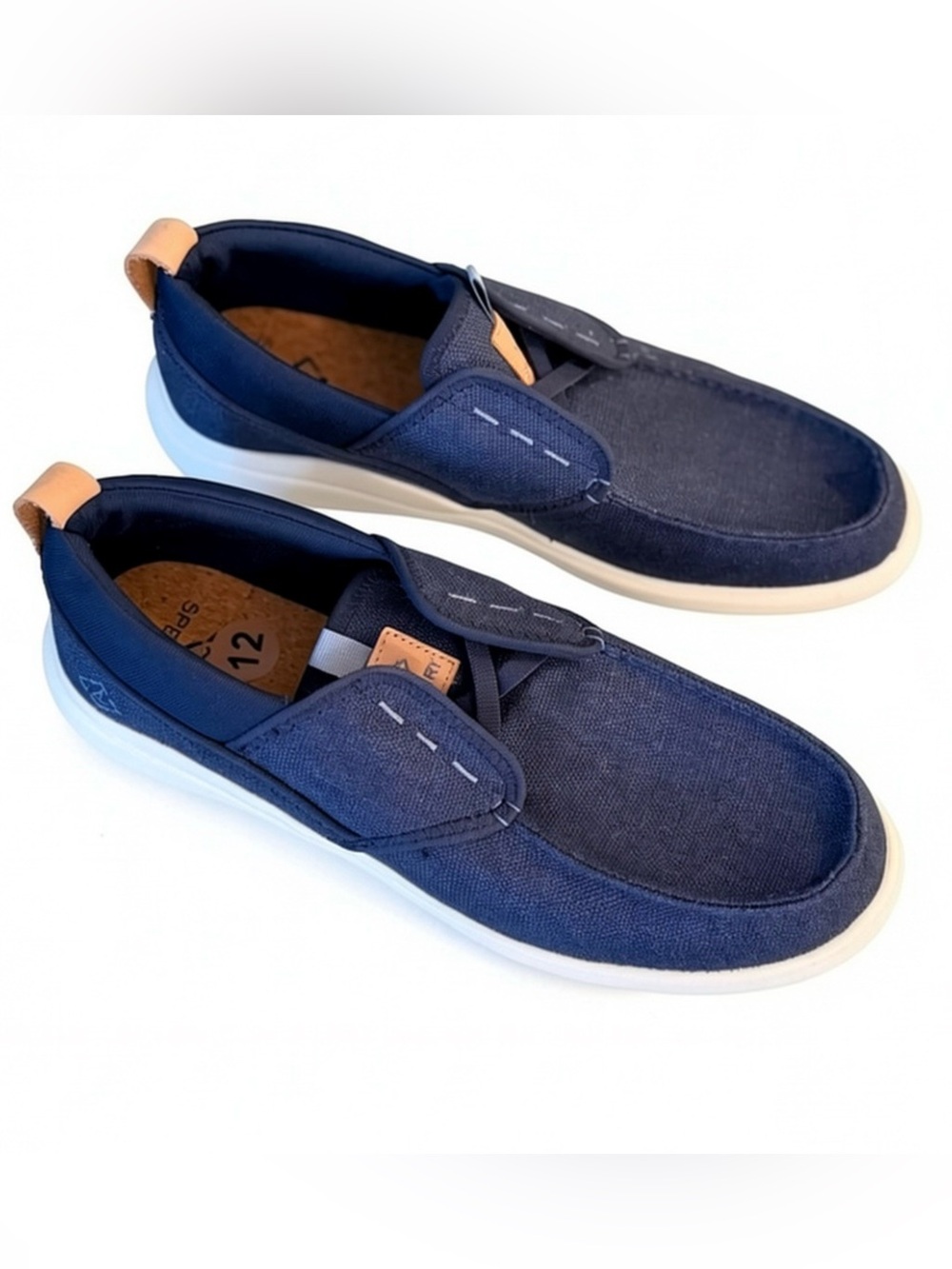 Sperry SeaCycled Captain's Moc Baja Navy Canvas Slip On Shoes Men's Size 12